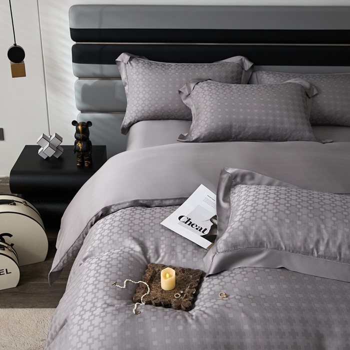 91家纺网 家纺一手货源 找家纺 安莱生活2023年新品60天丝提花镂空工艺款四件套 004格朗