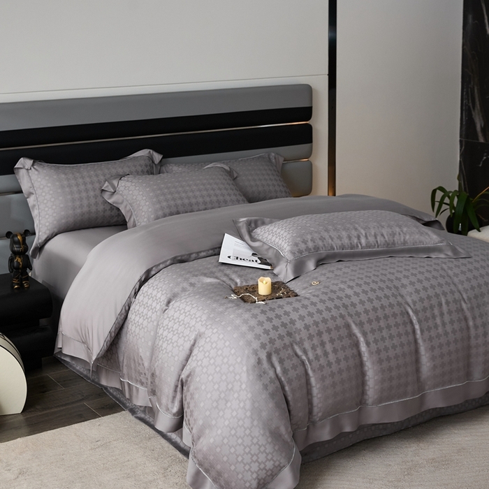 91家纺网 家纺一手货源 找家纺 安莱生活2023年新品60天丝提花镂空工艺款四件套 004格朗