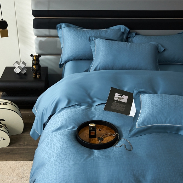 91家纺网 家纺一手货源 找家纺 安莱生活2023年新品60天丝提花镂空工艺款四件套 007典雅