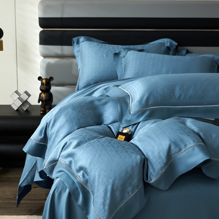 91家纺网 家纺一手货源 找家纺 安莱生活2023年新品60天丝提花镂空工艺款四件套 007典雅