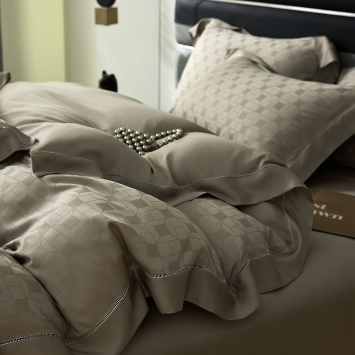 91家纺网 家纺一手货源 找家纺 安莱生活2023年新品60天丝提花镂空工艺款四件套 009续格