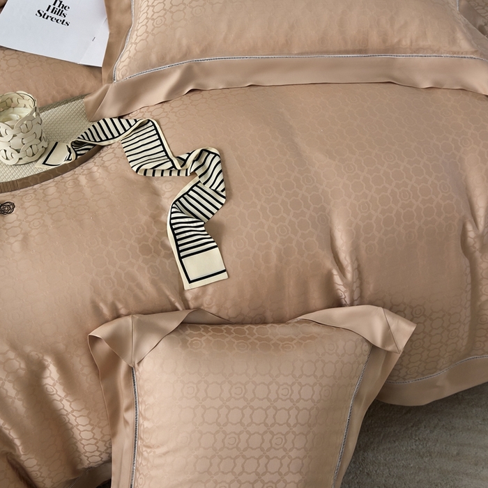 91家纺网 家纺一手货源 找家纺 安莱生活2023年新品60天丝提花镂空工艺款四件套 010依恋