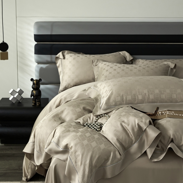 91家纺网 家纺一手货源 找家纺 安莱生活2023年新品60天丝提花镂空工艺款四件套 009续格