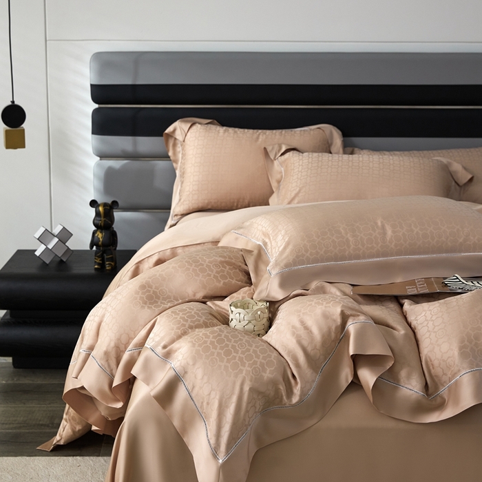 91家纺网 家纺一手货源 找家纺 安莱生活2023年新品60天丝提花镂空工艺款四件套 010依恋