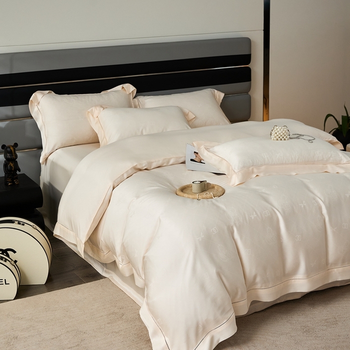 91家纺网 家纺一手货源 找家纺 安莱生活2023年新品60天丝提花镂空工艺款四件套 012香奈