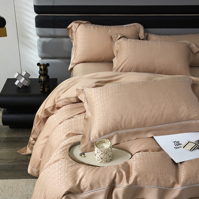 91家纺网 家纺一手货源 找家纺 安莱生活2023年新品60天丝提花镂空工艺款四件套 010依恋