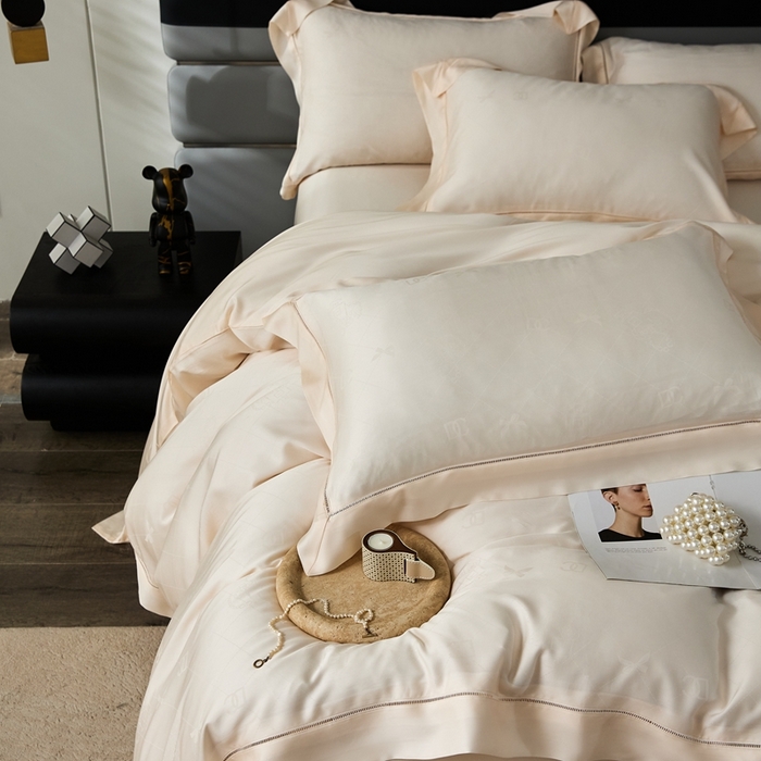 91家纺网 家纺一手货源 找家纺 安莱生活2023年新品60天丝提花镂空工艺款四件套 012香奈