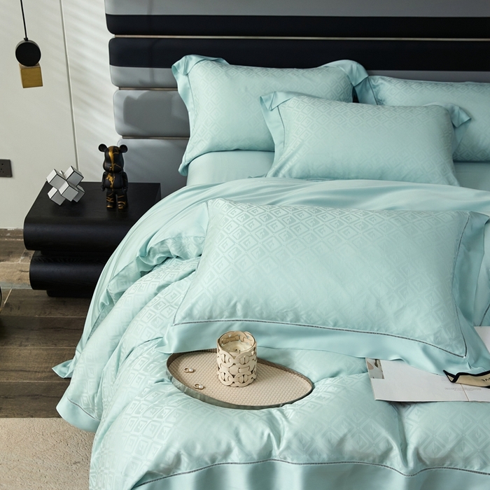 91家纺网 家纺一手货源 找家纺 安莱生活2023年新品60天丝提花镂空工艺款四件套 013清野