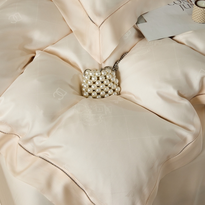 91家纺网 家纺一手货源 找家纺 安莱生活2023年新品60天丝提花镂空工艺款四件套 012香奈