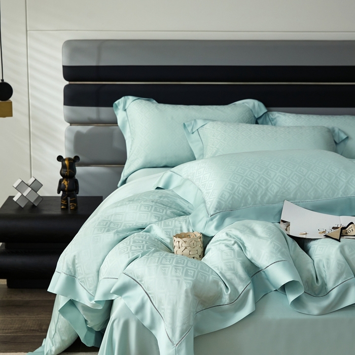 91家纺网 家纺一手货源 找家纺 安莱生活2023年新品60天丝提花镂空工艺款四件套 013清野