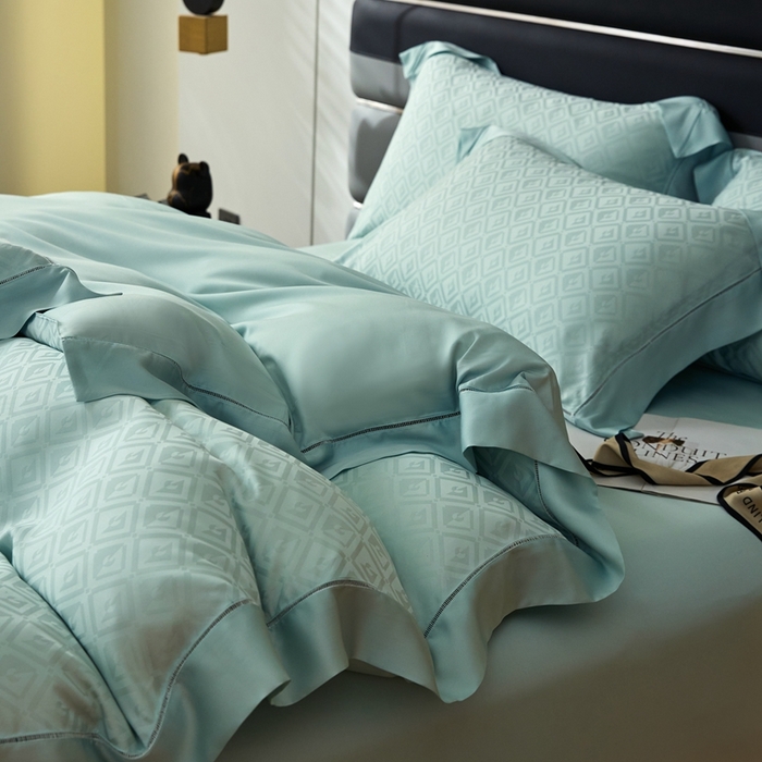 91家纺网 家纺一手货源 找家纺 安莱生活2023年新品60天丝提花镂空工艺款四件套 013清野