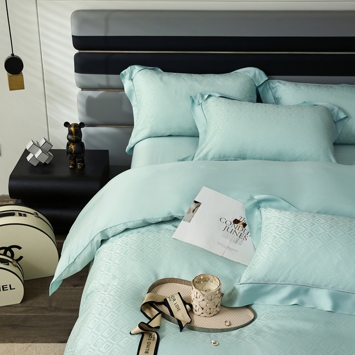 91家纺网 家纺一手货源 找家纺 安莱生活2023年新品60天丝提花镂空工艺款四件套 013清野