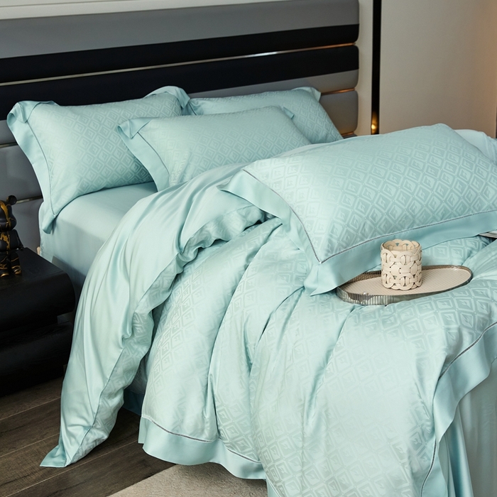 91家纺网 家纺一手货源 找家纺 安莱生活2023年新品60天丝提花镂空工艺款四件套 013清野