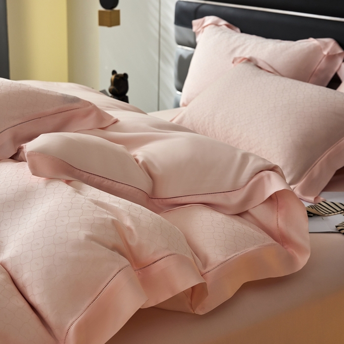 91家纺网 家纺一手货源 找家纺 安莱生活2023年新品60天丝提花镂空工艺款四件套 015小玫瑰