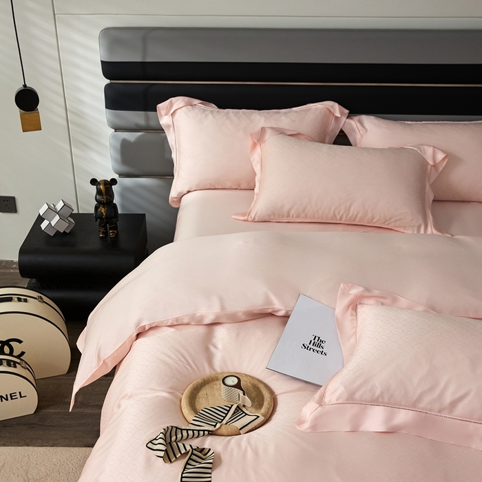 91家纺网 家纺一手货源 找家纺 安莱生活2023年新品60天丝提花镂空工艺款四件套 015小玫瑰