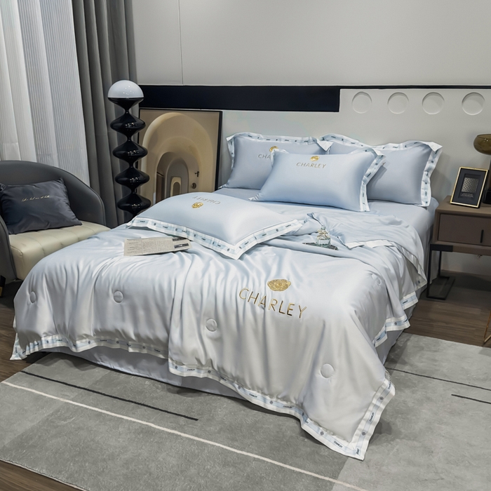 91家纺网 家纺一手货源 找家纺 慕尚家纺 2025新款香奶奶刺绣夏被 香琳儿-风铃蓝