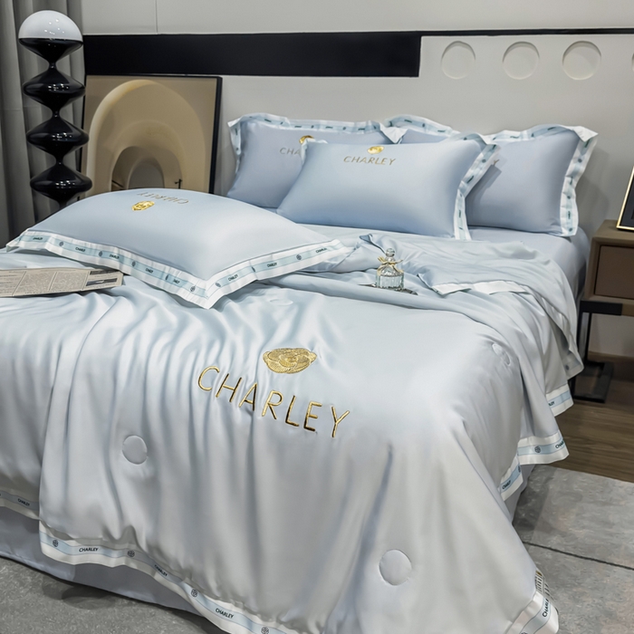 91家纺网 家纺一手货源 找家纺 慕尚家纺 2025新款香奶奶刺绣夏被 香琳儿-风铃蓝