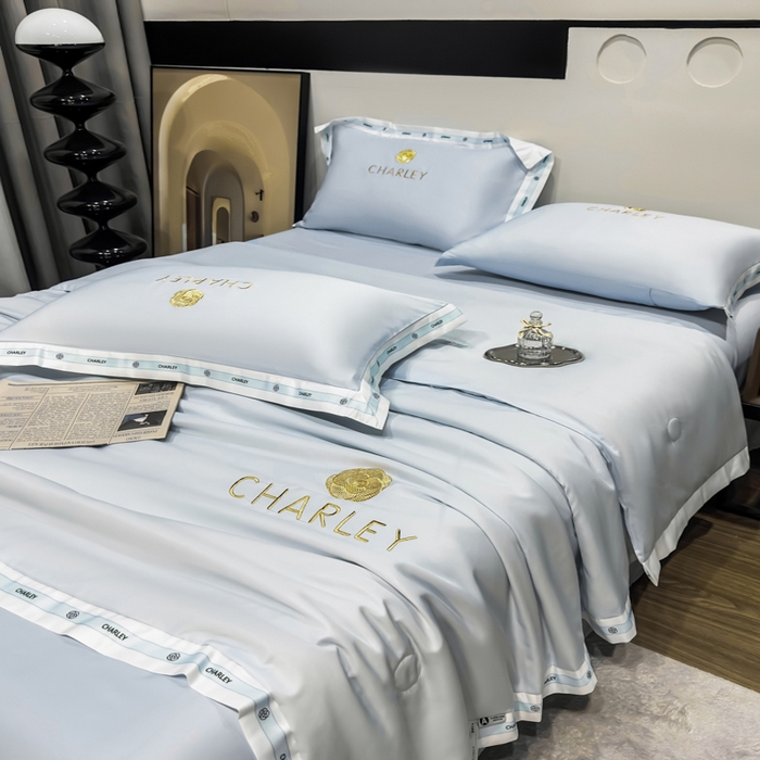 91家纺网 家纺一手货源 找家纺 慕尚家纺 2025新款香奶奶刺绣夏被 香琳儿-风铃蓝