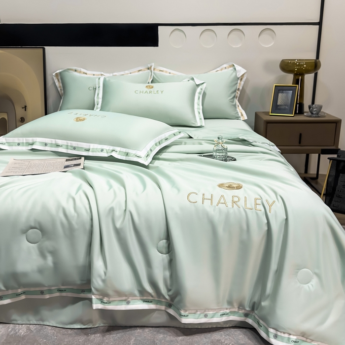 91家纺网 家纺一手货源 找家纺 慕尚家纺 2025新款香奶奶刺绣夏被 香琳儿-奶油绿