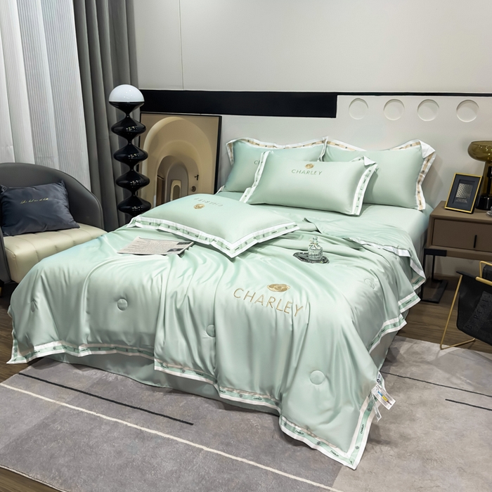 91家纺网 家纺一手货源 找家纺 慕尚家纺 2025新款香奶奶刺绣夏被 香琳儿-奶油绿