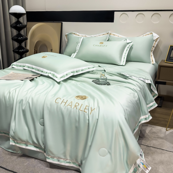 91家纺网 家纺一手货源 找家纺 慕尚家纺 2025新款香奶奶刺绣夏被 香琳儿-奶油绿