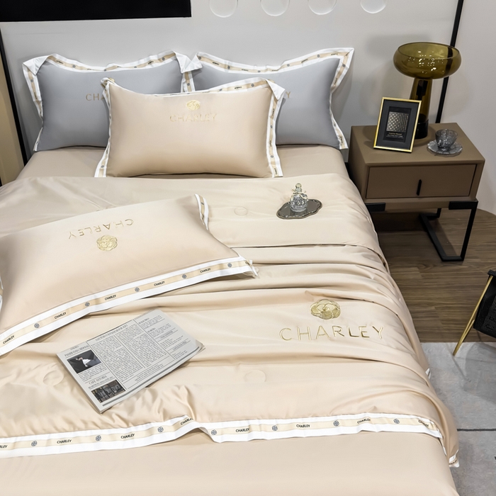 91家纺网 家纺一手货源 找家纺 慕尚家纺 2025新款香奶奶刺绣夏被 香琳儿-奶茶咖