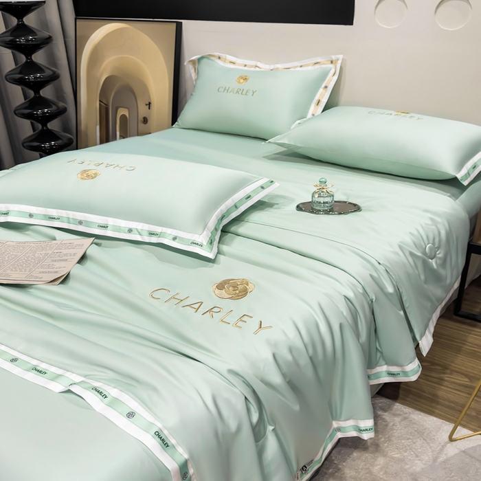 91家纺网 家纺一手货源 找家纺 慕尚家纺 2025新款香奶奶刺绣夏被 香琳儿-奶油绿