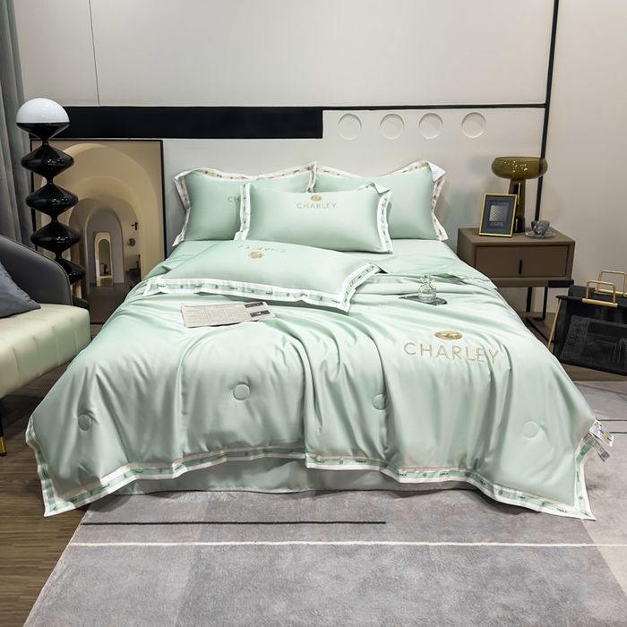 91家纺网 家纺一手货源 找家纺 慕尚家纺 2025新款香奶奶刺绣夏被 香琳儿-奶油绿