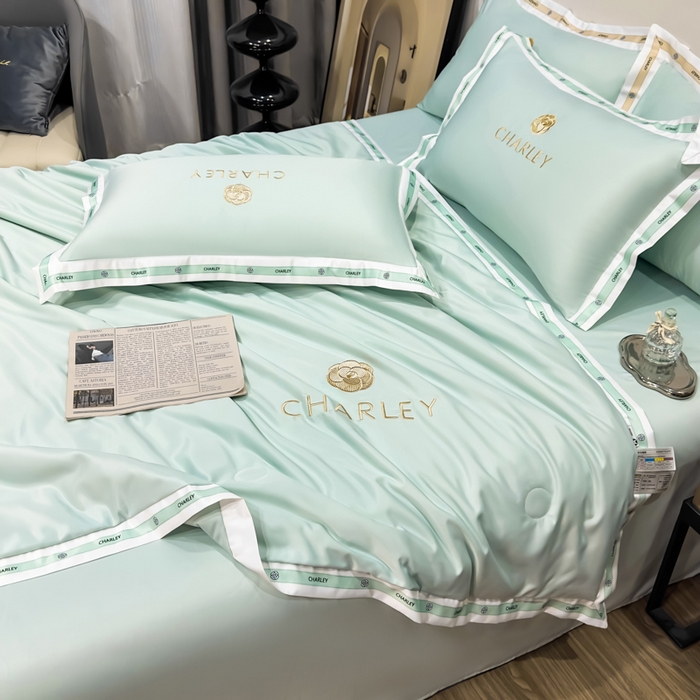 91家纺网 家纺一手货源 找家纺 慕尚家纺 2025新款香奶奶刺绣夏被 香琳儿-奶油绿