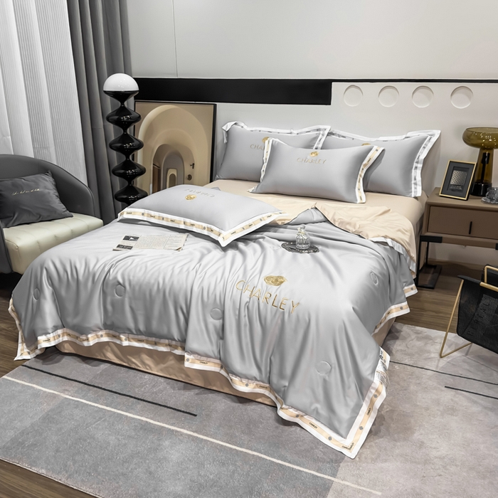 91家纺网 家纺一手货源 找家纺 慕尚家纺 2025新款香奶奶刺绣夏被 香琳儿-优雅灰