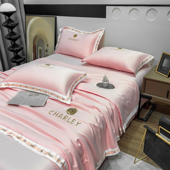 91家纺网 家纺一手货源 找家纺 慕尚家纺 2025新款香奶奶刺绣夏被 香琳儿-优雅粉