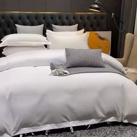 91家纺网 家纺一手货源 找家纺 （总）乐卧家居 2026新款纯色酒店风系带款-雪花白