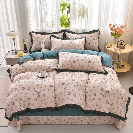 91家纺网 家纺一手货源 找家纺 （总）皇谱 2024新款A类臻柔棉复古印花四件套