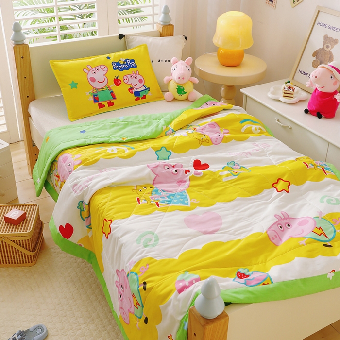 91家纺网 家纺一手货源 找家纺 鱼宝 2023新款小猪佩奇授权全棉夏被 蛋糕佩奇