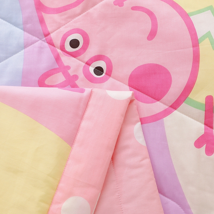 91家纺网 家纺一手货源 找家纺 鱼宝 2023新款小猪佩奇授权全棉夏被 彩虹佩奇