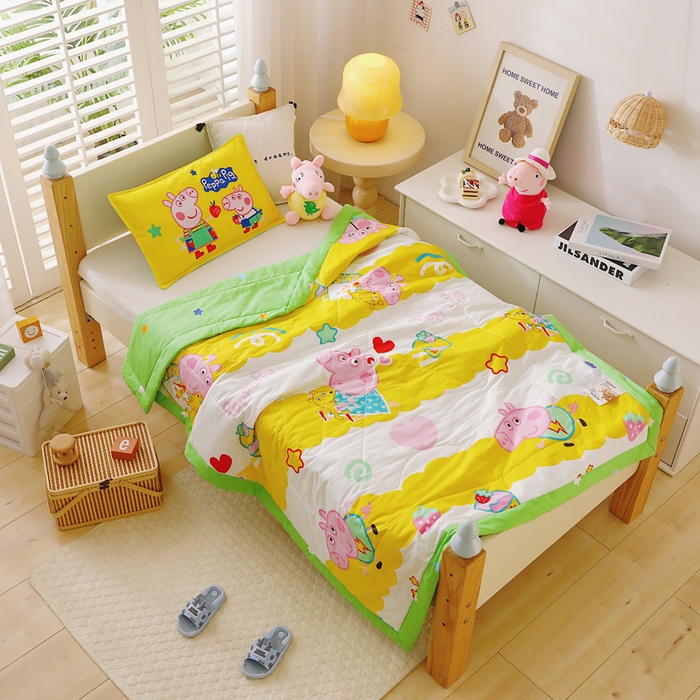 91家纺网 家纺一手货源 找家纺 鱼宝 2023新款小猪佩奇授权全棉夏被 蛋糕佩奇