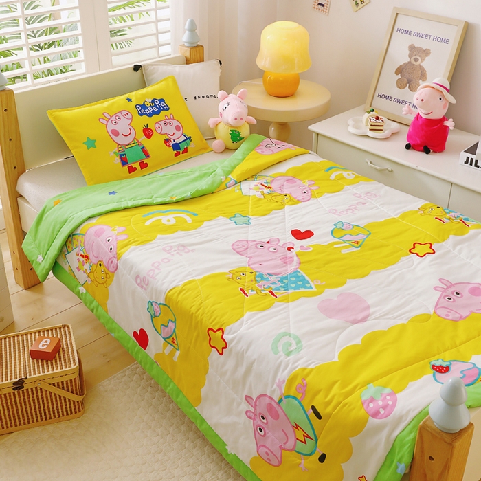 91家纺网 家纺一手货源 找家纺 鱼宝 2023新款小猪佩奇授权全棉夏被 蛋糕佩奇