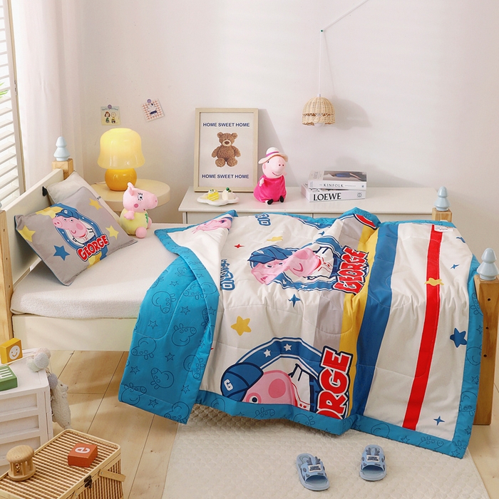 91家纺网 家纺一手货源 找家纺 鱼宝 2023新款小猪佩奇授权全棉夏被 海军乔治