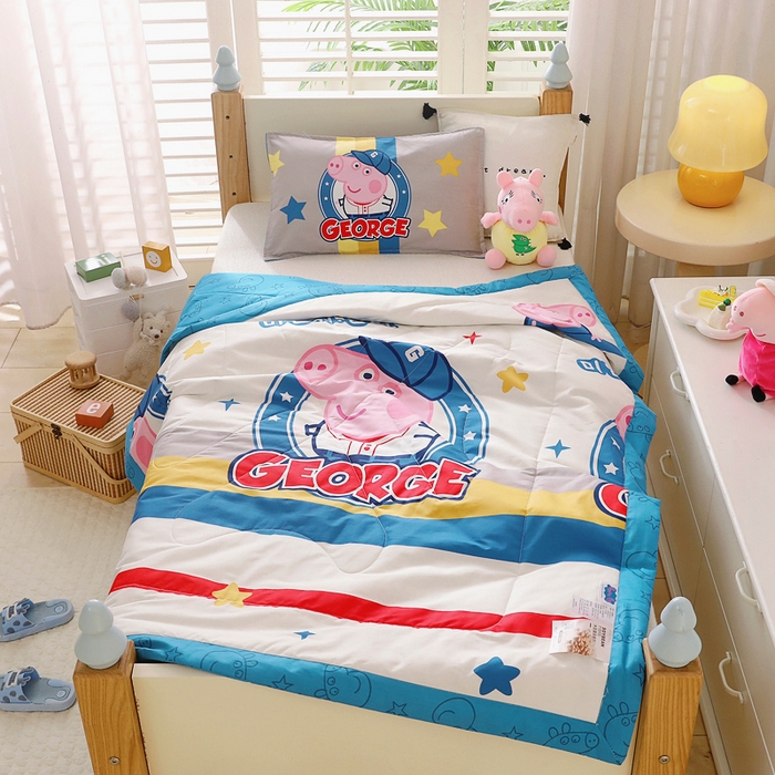 91家纺网 家纺一手货源 找家纺 鱼宝 2023新款小猪佩奇授权全棉夏被 海军乔治