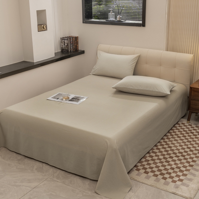 91家纺网 家纺一手货源 找家纺 柠萌家居 2023新款无印良品风全棉色织水洗棉条纹单被套 米极细条