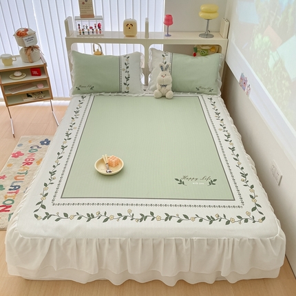 91家纺网 家纺一手货源 找家纺 （总）川悦生活2023新款满天星雪纺花边床裙凉席