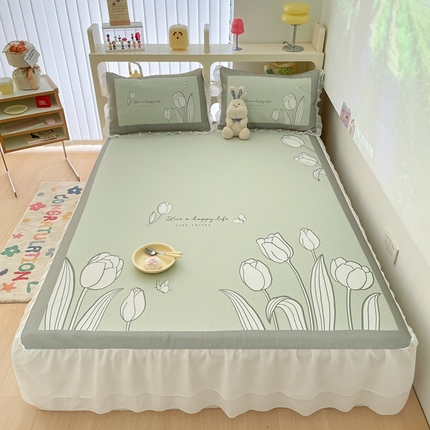 91家纺网 家纺一手货源 找家纺 （总）川悦生活2023新款满天星雪纺花边床裙凉席