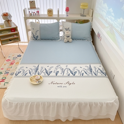 91家纺网 家纺一手货源 找家纺 （总）川悦生活2023新款满天星雪纺花边床裙凉席