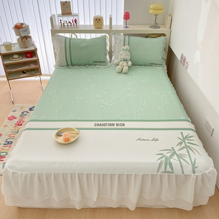 91家纺网 家纺一手货源 找家纺 （总）川悦生活2023新款满天星雪纺花边床裙凉席