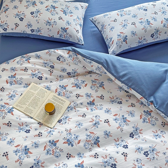 91家纺网 家纺一手货源 找家纺 美莱 2023直播爆款水洗棉麻四件套小清新套件可谈价 暗香