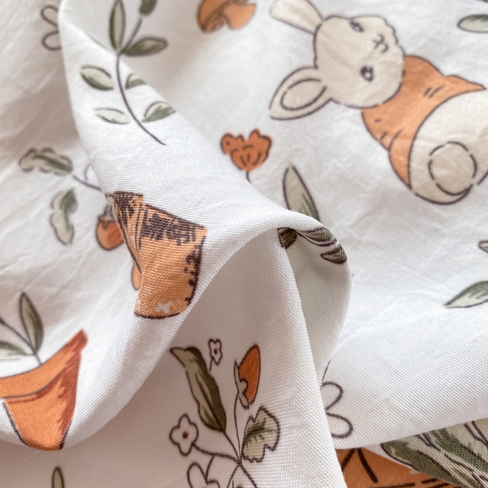 91家纺网 家纺一手货源 找家纺 美莱 2023直播爆款水洗棉麻四件套小清新套件可谈价 蹲蹲兔