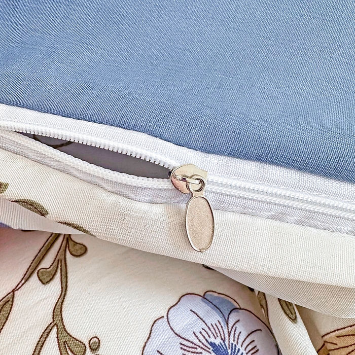 91家纺网 家纺一手货源 找家纺 美莱 2023直播爆款水洗棉麻四件套小清新套件可谈价 花晨月夕