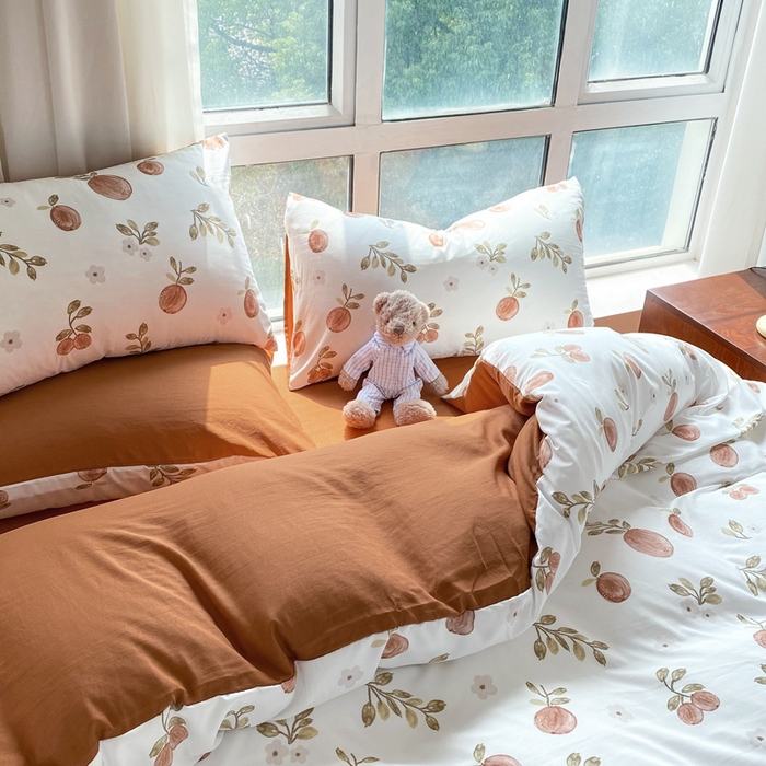 91家纺网 家纺一手货源 找家纺 美莱 2023直播爆款水洗棉麻四件套小清新套件可谈价 密果