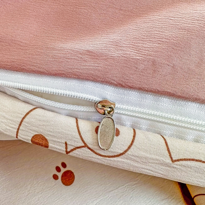 91家纺网 家纺一手货源 找家纺 美莱 2023直播爆款水洗棉麻四件套小清新套件可谈价 可爱熊