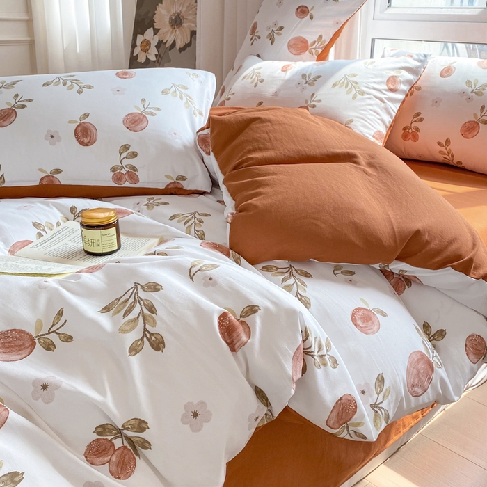 91家纺网 家纺一手货源 找家纺 美莱 2023直播爆款水洗棉麻四件套小清新套件可谈价 密果